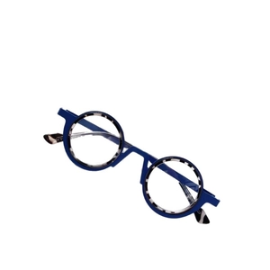 Steampunk round frame glasses for kids in navy blue with tortoiseshell pattern details