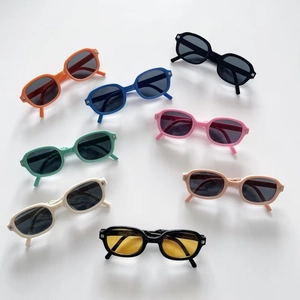 Chic foldable oval kids sunglasses in multiple pastel colors with UV protection