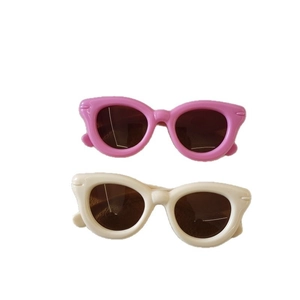 Lunettes de soleil oversize pour enfants en rose et blanc crème avec protection UV