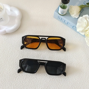 Lunettes de soleil pilote 2025 avec monture carrée à double pont noire et orange
