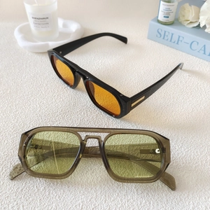 Lunettes de soleil aviateur rétro 2025 à double pont avec monture carrée noire et ambre