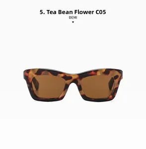 Détails de lunettes de soleil œil de chat en écaille C05 avec verres marron