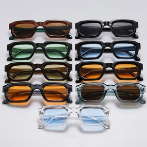 Retro Square Frame Sunglasses PC Frame UV400 Jelly Color Fashion Trendy Eyewear For Men Women