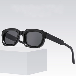 Modern square frame sunglasses in black finish with premium dark lenses for men and women