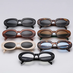 Vintage Oval Sunglasses Retro Small Frame PC AC Lens UV400 Protection Metal Rivet Chic Eyewear Unisex Fashion