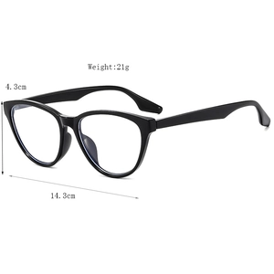 Minimalist black cat eye glasses for women, lightweight frame shown at 45 degree angle