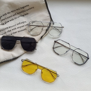 Fashion Sunglasses Retro Big Frame Double Bridge Polygonal Geometric Eyewear For Men Women Outdoor Party UV400 TR Metal
