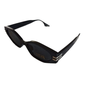 Kids black square sunglasses with UV400 protection and silver temple accents