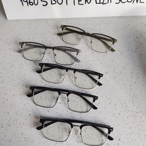 Anti Blue Light Glasses Retro Semi Rimless Browline PC Metal Frame Lightweight Clear Lens Eyewear For Men Women