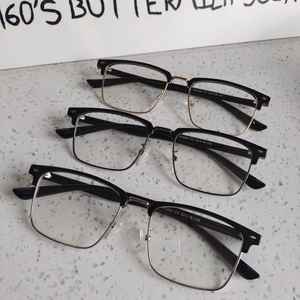 Classic half-frame blue light blocking glasses in black gold, grey and silver colors