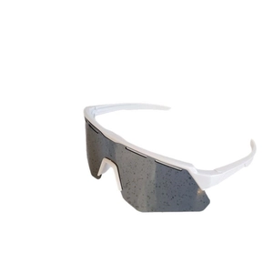 Kids oversized cycling sunglasses with white frame and dark spotted UV lens