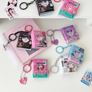 Mini Album Fotografico In PVC Portachiavi Ritaglio A Cuore Cartone Animato Orso Gatto Modello Porta Fototessere Portatile Cancelleria Kawaii