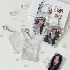 Porte-carte photo en acrylique avec flocon de neige, crochet étoile et paillettes