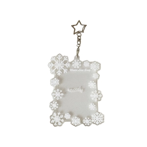 Porte-carte en acrylique transparent avec flocons de neige et porte-clés en étoile