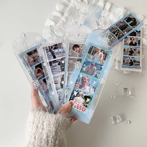 Transparente PVC Fotokartenhalter mit Schneeflocken und Metallkette für Sammler