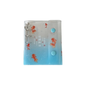 Mini 3-hole PVC binder cover with koi fish print and blue gradient for card collection