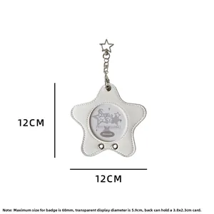 Détail du porte-badge blanc en cuir PU en forme d'étoile avec fenêtre de 5,9 cm