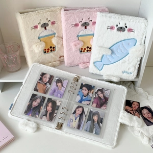 Seal plush photo album for cards with six-ring binder and three-inch inner sleeves