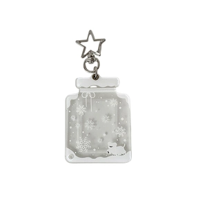 Porte-carte pendentif bouteille acrylique flocon de neige avec boucle étoile