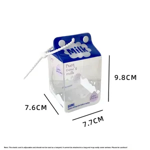 Clear milk carton plush doll display case with dimensions 9.8cm x 7.6cm x 7.7cm