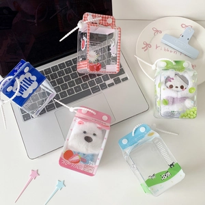 Transparent milk carton shaped PVC doll display bag in various pastel colors