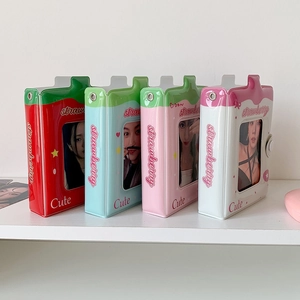 Set of four cute strawberry mini photo albums for 3-inch cards in multiple colors