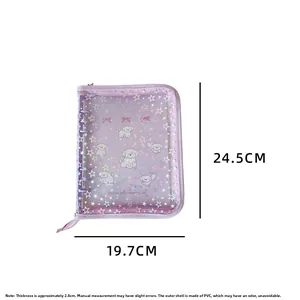 Detail view of purple PVC binder with size dimensions 24.5x19.7x2.8 cm for card storage