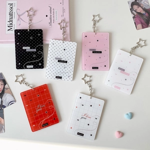 DIY acrylic photocard holder charms with star keychains for K-pop idol cards