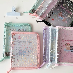 A5 cartoon puppy star zipper binder photocard album with holographic star PVC cover