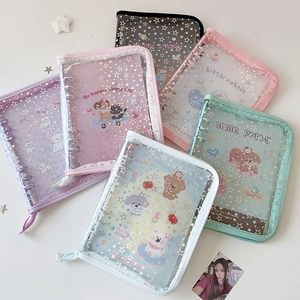 A5 laser star transparent binder album with glitter puppy design for kpop photocards
