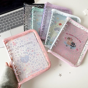 Laser star A5 binder photo album with colorful zipper closure and waterproof PVC covers