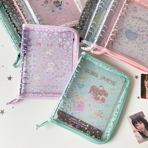 Detail of colorful A5 laser star binder folders for k-pop photocards storage