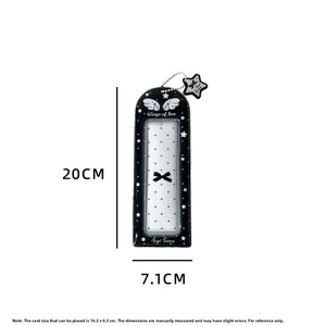 Detailed size specifications for the black wings photo card holder with hanging star chain