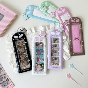 Colorful cartoon angel star photocard holders with beaded chains for idol photo storage