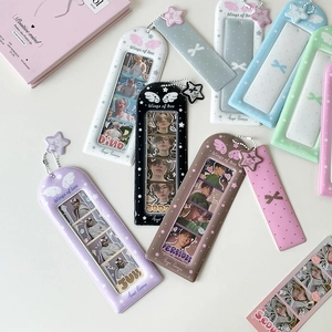 Pastel PVC photocard holders with star charms featuring four-grid display for photo cards