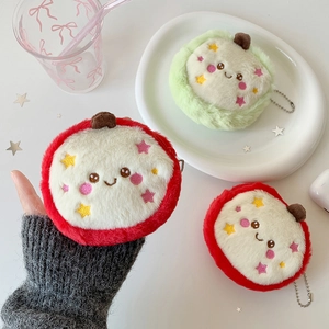 Süße Plüsch-Apfel-Geldbörse mit Cartoon-Stickerei und Sternanhängern für Schülerinnen