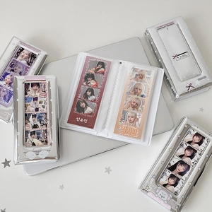Glänzendes silbernes Stern-Fotokartenalbum für K-Pop-Fans mit Vier-Gitter-Innentaschen