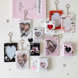 Mini acrylic card holders with star-shaped keychains and heart-shaped window albums