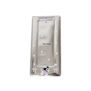 Porte-cartes miroir argenté avec chiot mignon, nœud rose et motifs d'étoiles