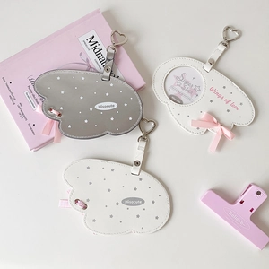 Cloud-shaped PU leather photo holders with silver star prints and pink ribbons