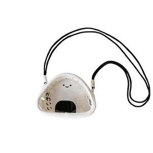 Cartoon rice ball cat plush crossbody bag with transparent PVC display window