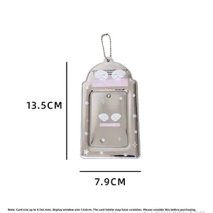 Porte-carte miroir argenté pour photos 3 pouces avec dimensions 13,5x7,9cm et ailes