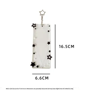 Détails du porte-cartes photo en acrylique transparent avec motifs étoiles et clip étoile