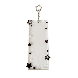 Porte-cartes photo en acrylique transparent avec motifs étoiles et crochet argenté