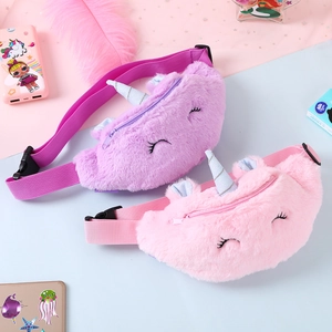Unicorn Plush Waist Bag For Kids Soft Fuzzy Chest Pack With Sequin Horn And Embroidery Travel Fashion For Girls