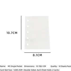 Transparent M5 binder sleeves dimensions 10.7x8.1cm with double-sided photo card slots