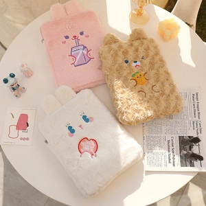 Cute plush 11 inch iPad sleeve featuring rabbit and bear embroidery for tablet storage