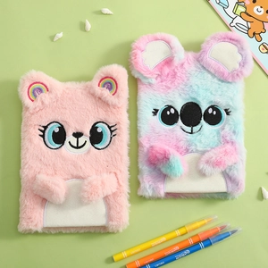 Cute plush koala notebooks in pink and gradient blue with soft embroidered details