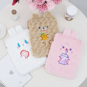 Detailed view of plush 11-inch iPad sleeves with cute animal ears and soft embroidery