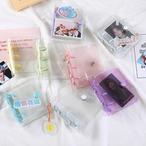 Mini 3-Ring Binder Transparent PVC Notebook For Kpop Photocard Collection DIY Glitter Journal Diary With Refill Pages For Students Girls